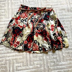 Silk skirt with grosgrain ribbon belt